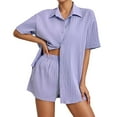 thumbnail image 1 of Summer Two Piece Women's Elegant Muslin Blouse And Shorts Set Sports Suit Oversize Leisure Suit Long Sleeve Leisure Suit Clothes, 1 of 2
