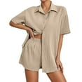 thumbnail image 1 of Summer Two Piece Women's Elegant Muslin Blouse And Shorts Set Sports Suit Oversize Leisure Suit Long Sleeve Leisure Suit Clothes, 1 of 2
