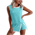 thumbnail image 1 of Summer Two Piece of Workouts Outfits Plus Size Casual Fitness Colorblock Split Back Solid Color Bodysuit Set, 1 of 8