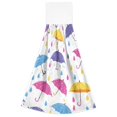 thumbnail image 1 of Summer Umbrella Pattern Hand Towels 2 Pack Quick Dry Velvet Soft with Velcro Kitchen Bath 14x18in, 1 of 7