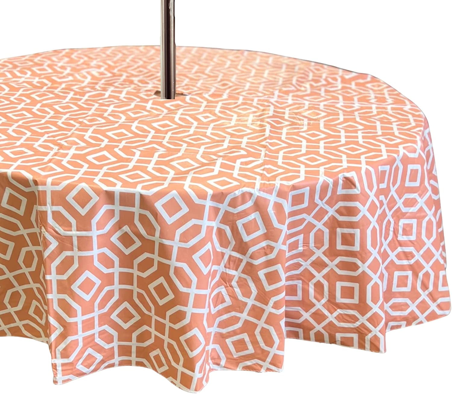Summer Umbrella Vinyl Tablecloths Patio Table Cover with Hole and