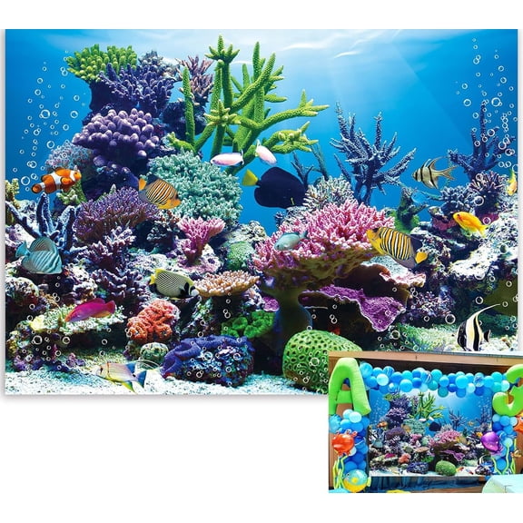 Summer Underwater World Photo Backdrop Under The Sea Aquarium Coral Tropical Fish Blue Ocean Backdrop Diving Holiday Baby Shower Birthday Party Seabed Decor