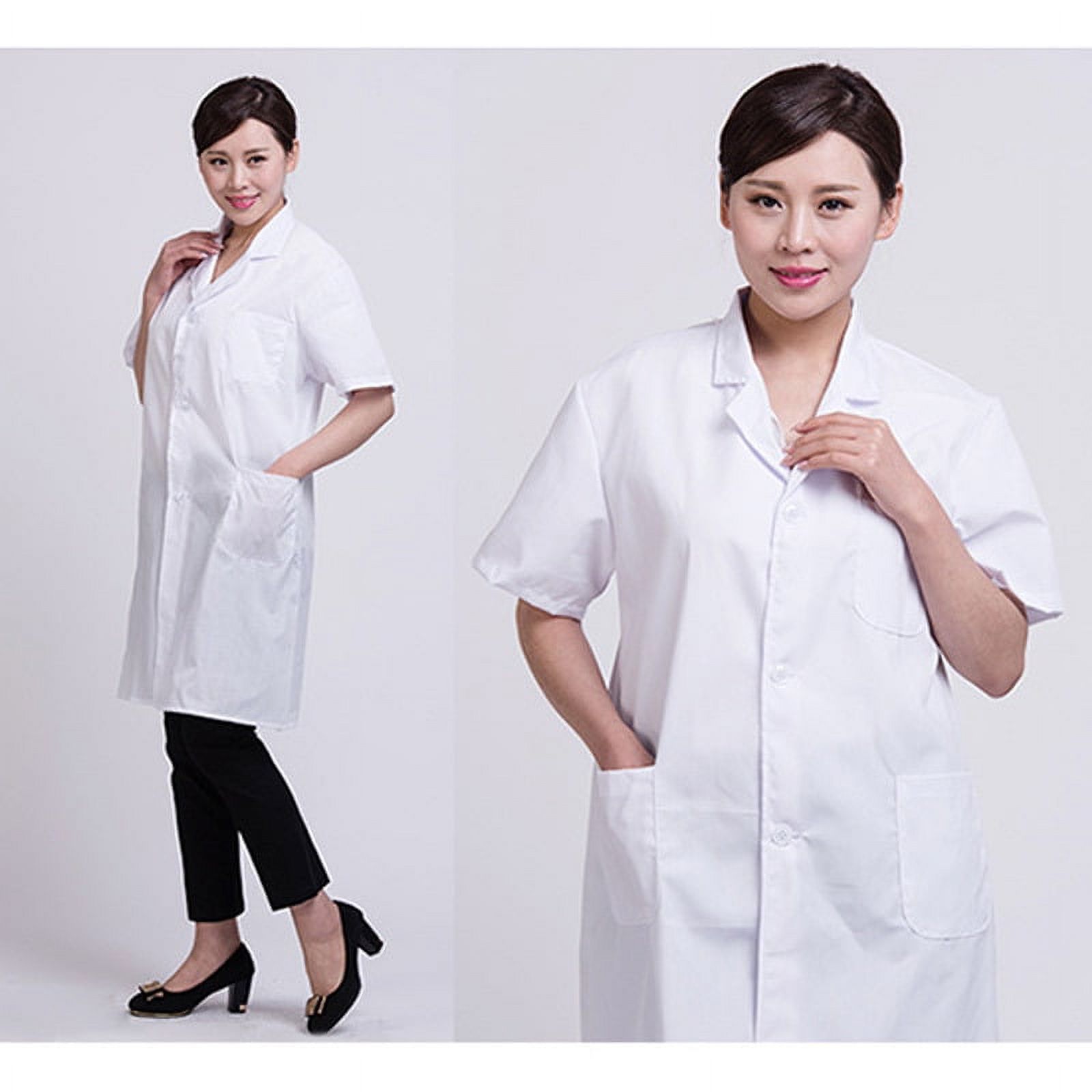 Summer Unisex White Lab Coat Short Sleeve Pockets Uniform Work Wear