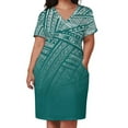 thumbnail image 1 of Summer V-Neck Short-Sleeved Dress Home Loose Skirt Polynesian Vintage Pattern Design Pocket Dress Party Dress, 1 of 6