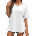 thumbnail image 1 of Summer V Neck Women Short Sleeved Solid T Shirt Tops, 1 of 6