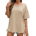 thumbnail image 1 of Summer V Neck Women Short Sleeved Solid T Shirt Tops, 1 of 5