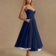 thumbnail image 1 of Summer Vacation Dresses For Women Fashion Casual Sleeveless Solid Camis Long Sundresses Tank Dresses — Navy∣S, 1 of 9