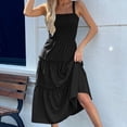 thumbnail image 1 of Summer Vacation Dresses For Women Fashion Casual Solid Color Suspender Sundresses Tank Dresses — Black∣XL, 1 of 7