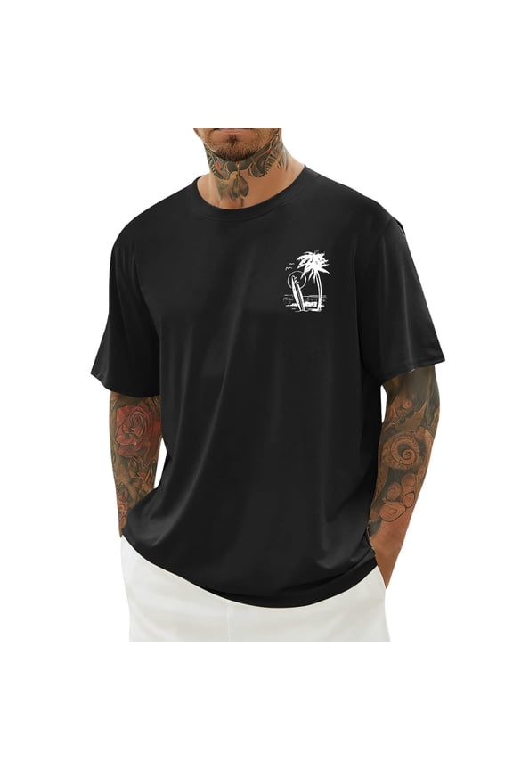 Summer Vacation Graphic Print T Shirt Men Crew Neck Short Sleeve Beach Travel Lightweight Pullover Daily Tops Tee