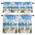 thumbnail image 1 of Summer Vacation Kitchen Curtains Valances and Tiers Set of 3 Watercolor Beach Chair Grass Tier Curtains and Valance with Rod Pocket for Small Windows, 27.5"x24", 1 of 9