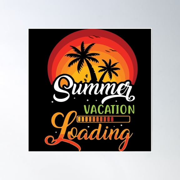 Summer Vacation Loading Poster Wall Art, Modern Wall Decor, 16x16 UNFRAMED