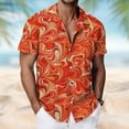 thumbnail image 1 of Summer Vacation Mens Short Sleeve Button Down Shirts Lightweight Casual Funny Print Top Orange XXXXL, 1 of 5