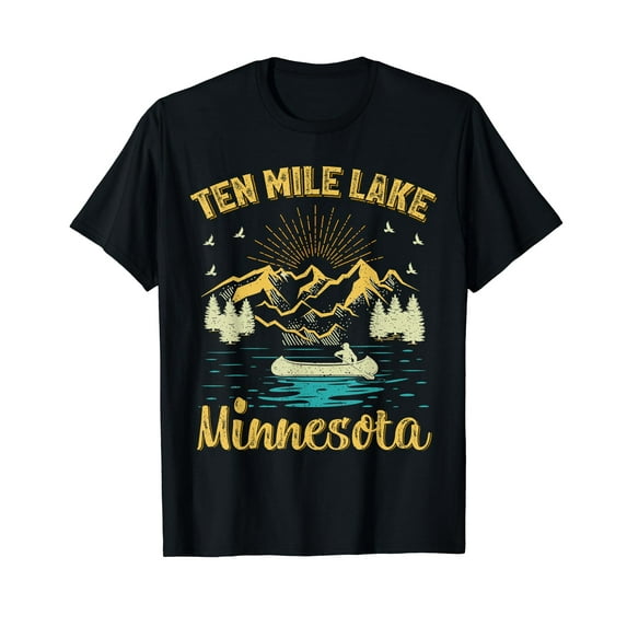 Summer Vacation Retro Mountain Minnesota Ten Mile Lake Men Women Vintage T-Shirt