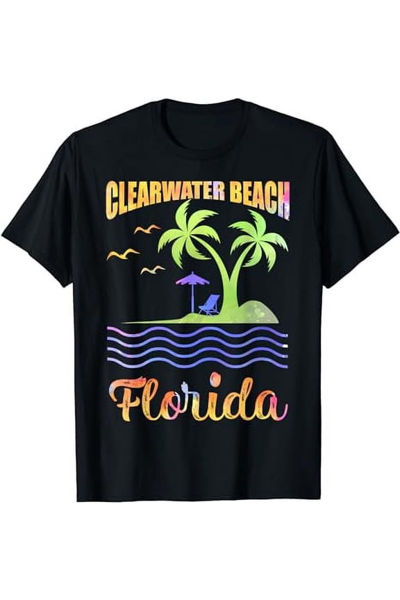 Summer Vacation Retro Sunset Florida Clearwater Beach T-Shirt