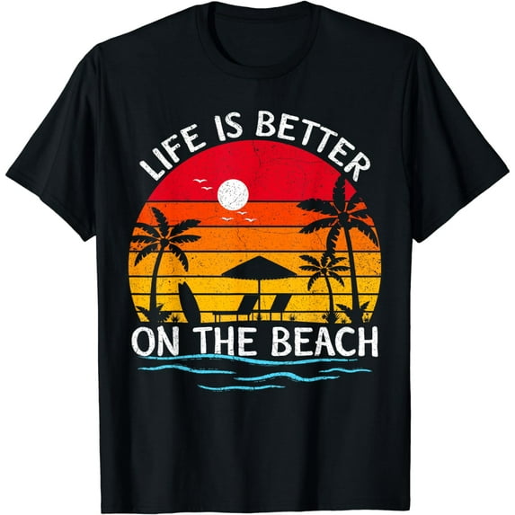 Summer Vacation Sunset Vintage Life Is Better On The Beach T-Shirt