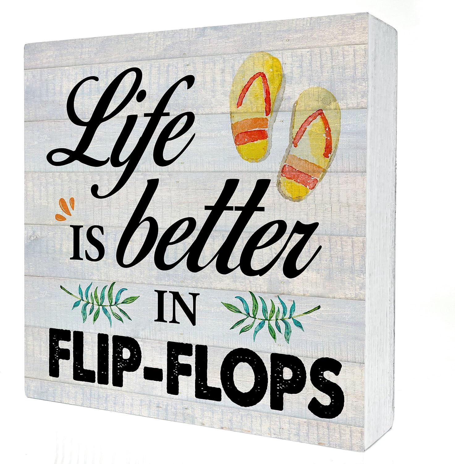 Summer Vacation Wooden Box Sign Desk Decor Life is Better in Flip Flops ...