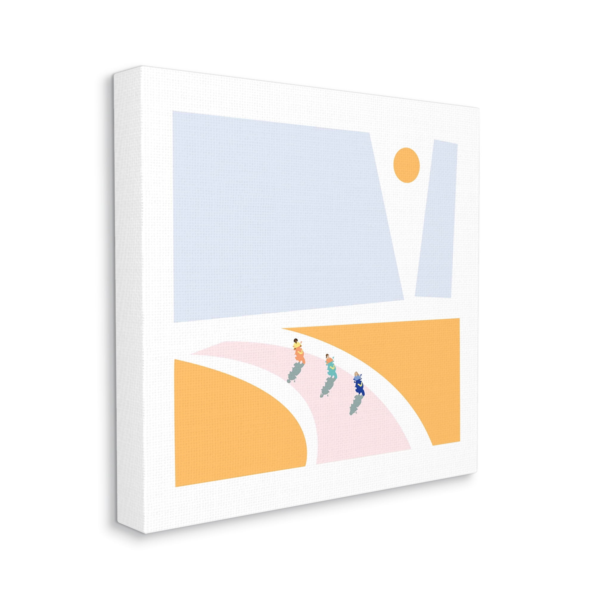 Summer Vespa Bike Riders Abstract Block Landscape Coastal Gallery-Wrapped Canvas Print Wall Art, 17x17