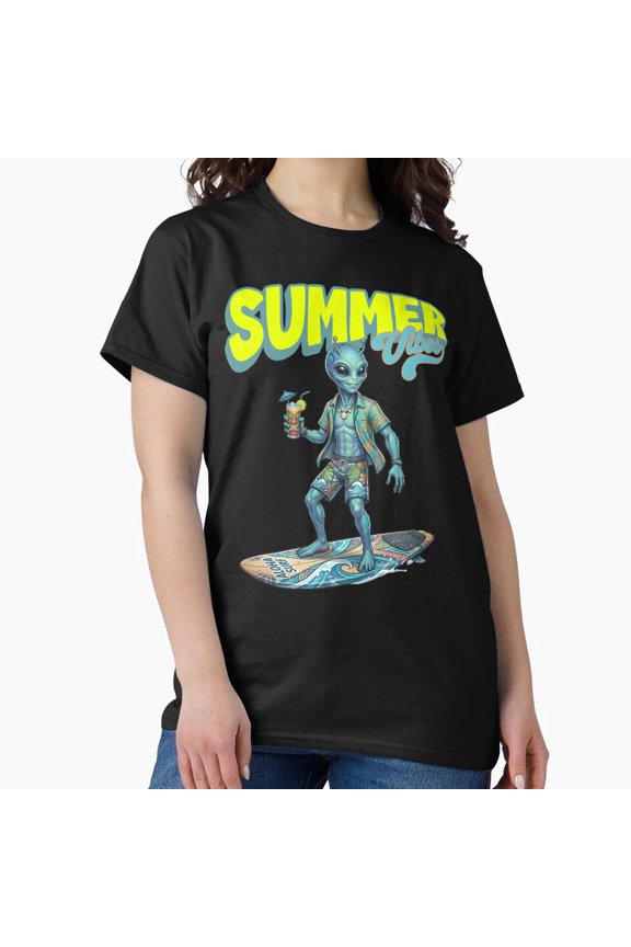 Summer Vibes Alien H2211, Premium Unisex Tee – Extended Sizes Up to 5XL