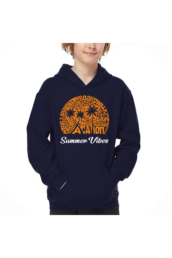 Summer Vibes - Boy's Word Art Hooded Sweatshirt