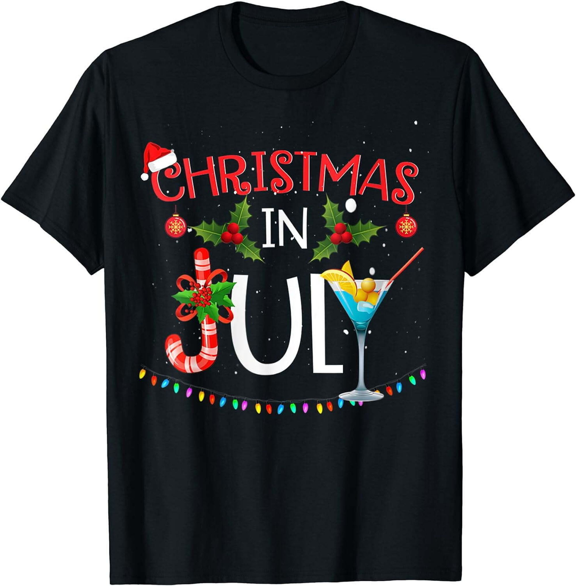 Summer Vibes Festive Black Tee for Men and Women Medium Size