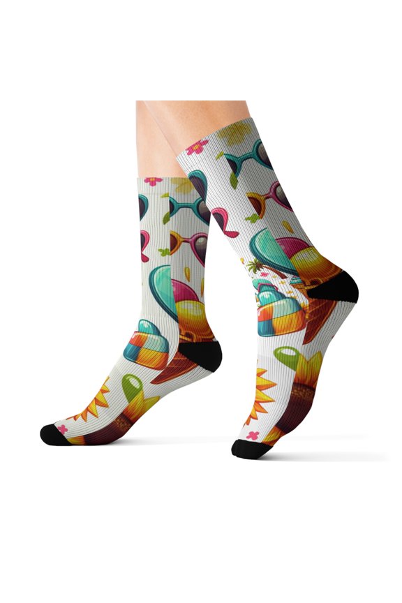 Summer Vibes Funny Colorful Unique Sublimation Socks