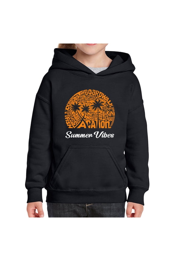 Summer Vibes - Girl's Word Art Hooded Sweatshirt