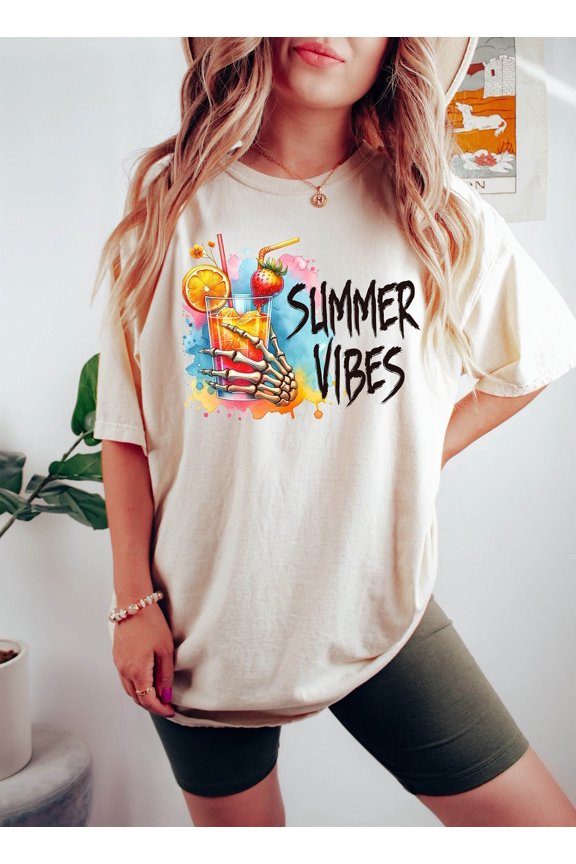 Summer Vibes Graphic Tee: Cocktail Shirt100 Sweatshirt All Size S-5XL