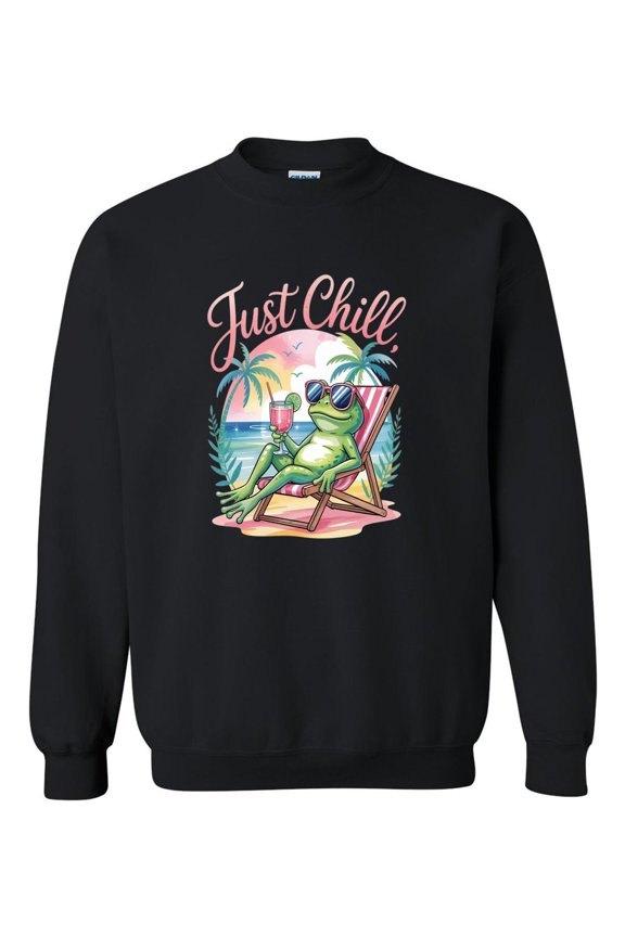 Summer Vibes Just Chill Funny Relaxing Vacation Quote Sweatshirt, for men & women, up to size 5XL