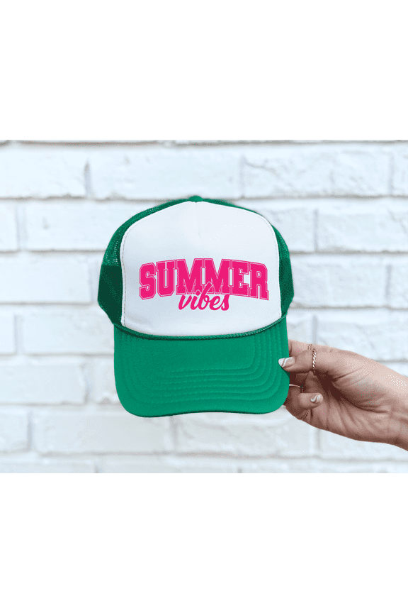 Designs-Summer Vibes Kelly Green & White Unisex Foam Trucker Hat