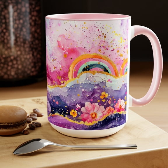 Summer Vibes Mug Rainbow Mug Marble Inspired Cute Aesthetic Coffee Mug Summer Gifts For Women Spring Gifts Spring Vibes Mug 15oz Ceramic Cup