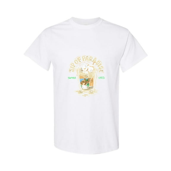 Summer Vibes Old School Sip Of Paradise Retro Drink Art T-Shirt, for men & women, up to size 5XL