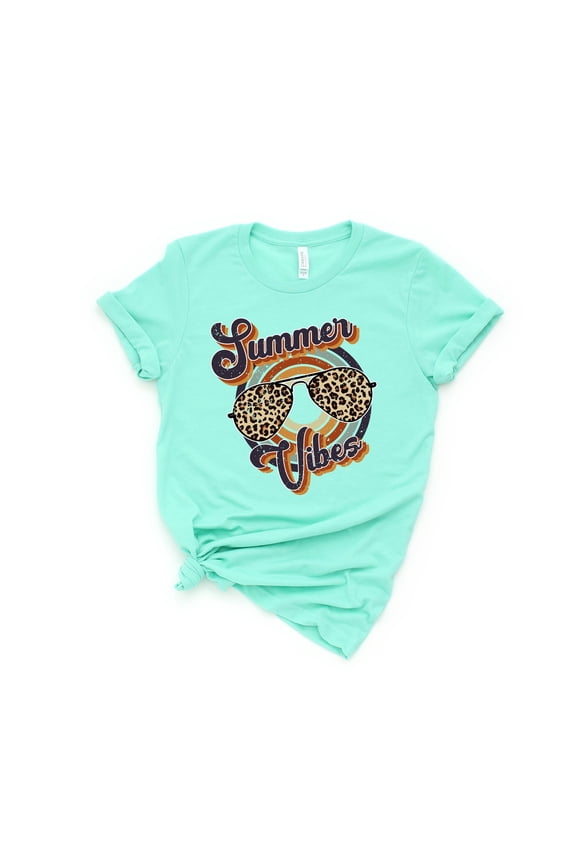 Summer Vibes Shirt,Summer Cheetah Shirt,Vacation Shirts for Women,Retro Summer Vibes Shirt