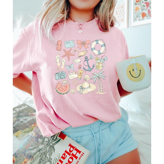 Summer Vibes Shirt, Summer Palm Tree T-shirt, Garden ,Summer Vacation Crewneck, Coastal Seashell Shirt,Summer Beach ,Beach Lover Tee Sweatshirt All Size S-5XL