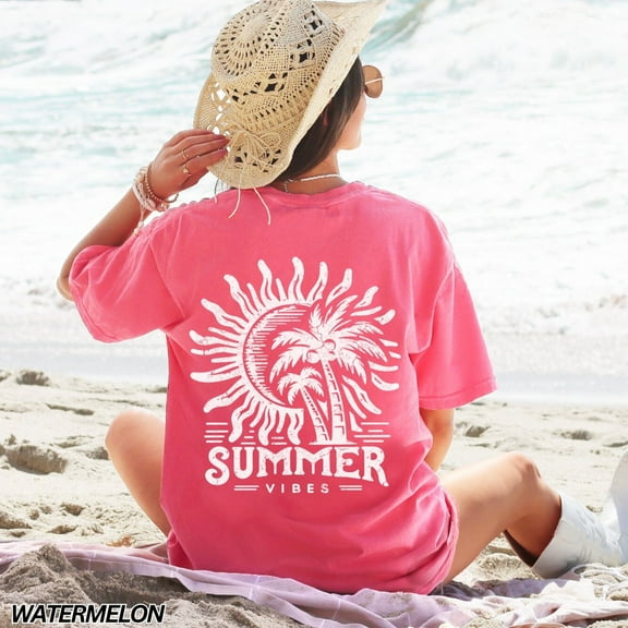Summer Vibes Shirt, Trendy Summer Shirt, Front and Back Design, Retro Summer Shirt, Summer Vacation tshirt, Beach Vibes, Tee