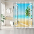 thumbnail image 1 of Summer Vibes Shower Curtains Funny Gnomes Three White Beard Gnomes Shower Curtain Machine Washable Durable Polyester Fabric Shower Curtain for Bathroom Decorative, 72x78 Inch, 1 of 6