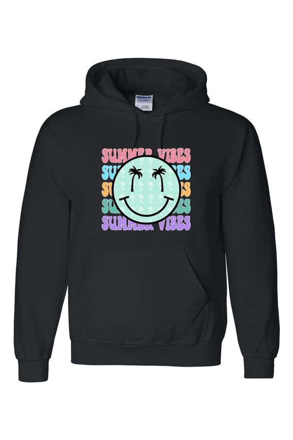 Summer Vibes Smiley Face Retro Happy Face Vacation Graphic Hoodie