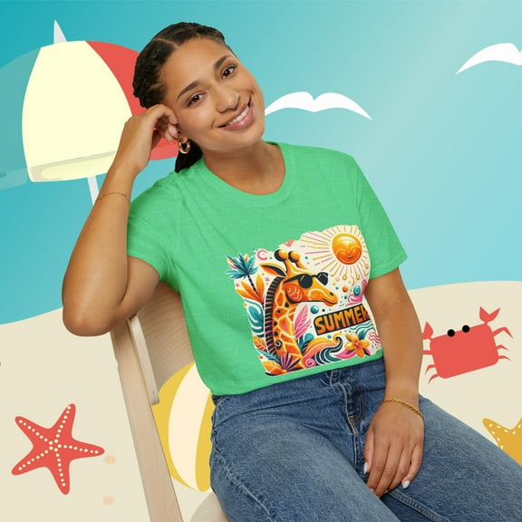 Summer Vibes Stylish Giraffe Wearing Sunglasses Unisex Softstyle T-Shirt