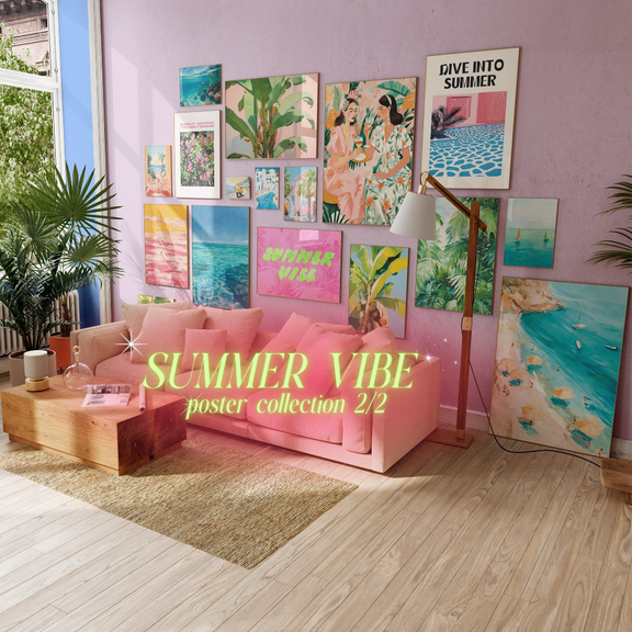 Summer Vibes Sun Sea Beach Poster, Poster Home Decor , Poster Print Only