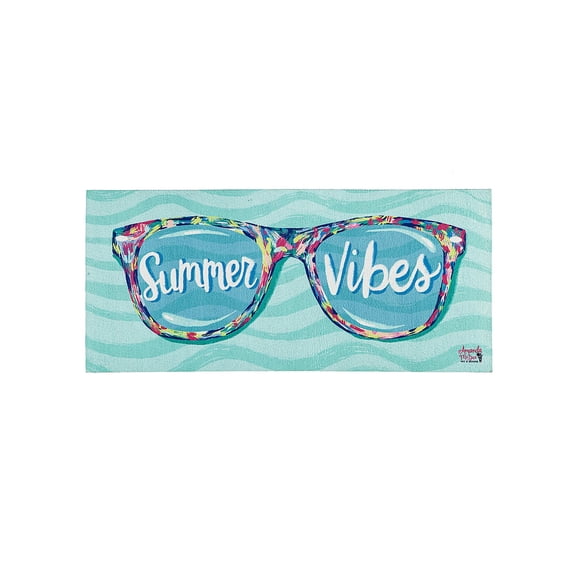 Evergreen Summer Vibes Sunglasses Sassafras Indoor Outdoor Switch Doormat 1'10"x10" Multicolored