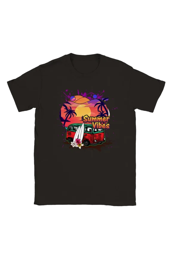 Summer Vibes Surfin Bus Retro Van Automotive Graphic Nature Unisex T-Shirt, S-5XL