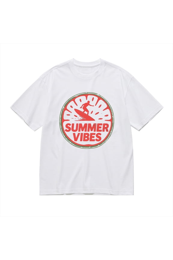 Summer Vibes, Surfing Watermelon Print 1, Vintage T Shirt, Cotton T-Shirt for Men, 23611218,S