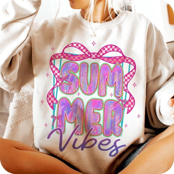Summer Vibes Sweatshirt, Coquette Summer Shirt, Retro Beach Sweatshirt, Hello Summer Tee, Summer Checkered Shirt, Summer Brushstroke Sweatshirt