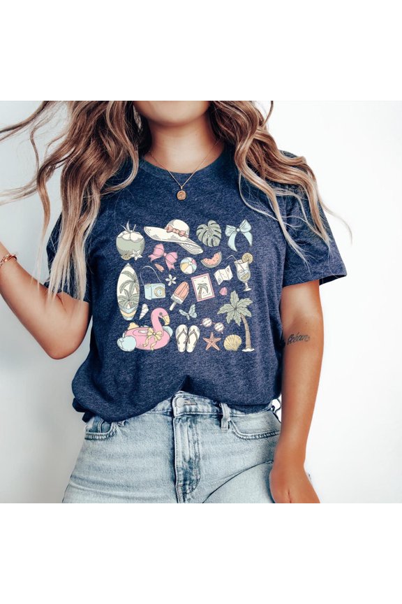 Summer Vibes T-Shirt: Beachy Doodles - ComfyRoze Sweatshirt All Size S-5XL