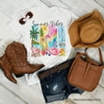 thumbnail image 1 of Summer Vibes T-Shirt, White and Natural Vacation Beach Tee, 1 of 8