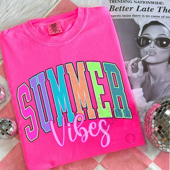 Summer Vibes T-shirt, Neon Summer Shirt, Trendy Summer Shirt, Summertime TH310501