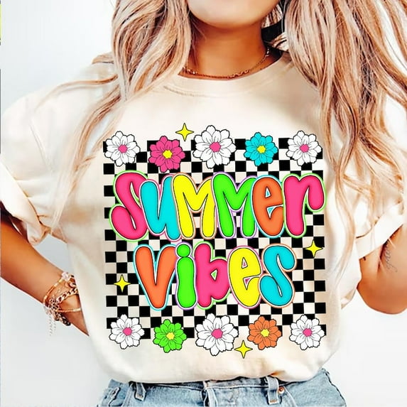 Summer Vibes T-shirt , Neon Summer T-shirt , Trendy Summer T-shirt , Summertime Png, Sublimation Design, Retro Floral Summer T-shirt , Beach T-shirt , Aesthetic