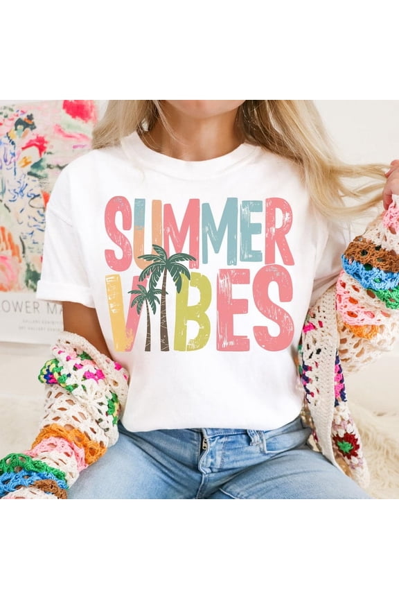 Summer Vibes T-shirt, Summer Vibes Shirt, Sunshine Shirt, Trendy Summer, Summer Vibes, Spring Break, Retro Summer Vibes Shirt TH260520