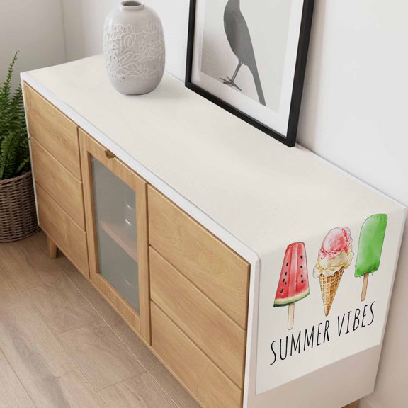 Summer Vibes Table Runner 70 Inches Long,Kitchen Dining Tablerunners Watercolor Watermelon Popsicle Linen Table Runners Dresser Scarves for Home Dinner Wedding Holiday Party Decor