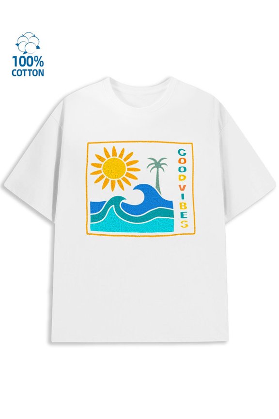 Summer Vibes Tee mens city 180G 100% Cotton white short y2k Vintage Unisex Shirt Graphic tshirts Funny Unisex Shirt Graphic tshirts Unique Design Unisex Shirt Graphic Tee tshirts