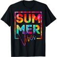 thumbnail image 1 of Summer Vibes Tie Dye Hello Summer Vacation T-Shirt Black Small, 1 of 3